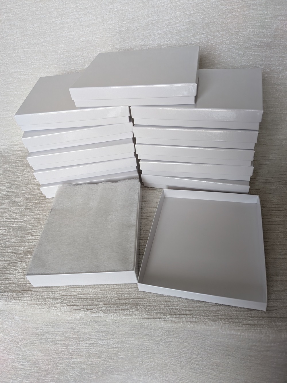White Jewelry Gift/Storage Boxes - Set Of 12  5"x6"x1" Slim Boxes Poly Filled